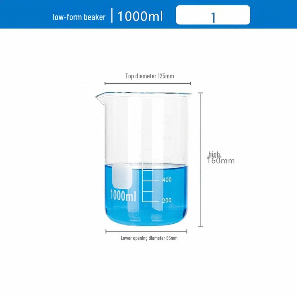 Pahar de laborator gradat din sticlă borosilicată de înaltă calitate, rezistent la căldură, disponibil în mărimi de 5/50/100/250/1000/2000ml