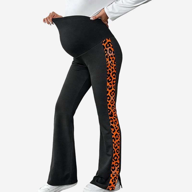 Umstandshose mit weitem Bein, hoher Taillenstütze, seitlichem Schlitz, Color-Block-Design, bequem für den täglichen Gebrauch