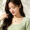 Small Peach Blossom Necklace, Niche Sweet Daily Collarbone Chain, Pink Flower Gentle Versatile Necklace for Women