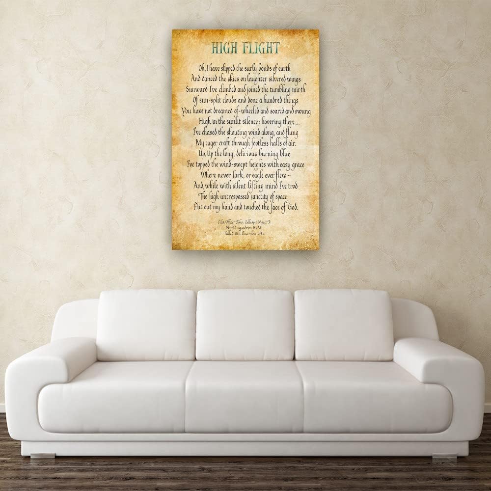 High Flight Poem Wall Decor John Gillespie Magee Jr Quotes Wall Art Poetry Posters and Prints Picture Decorations Painting Canvas Artwork for Kitchen