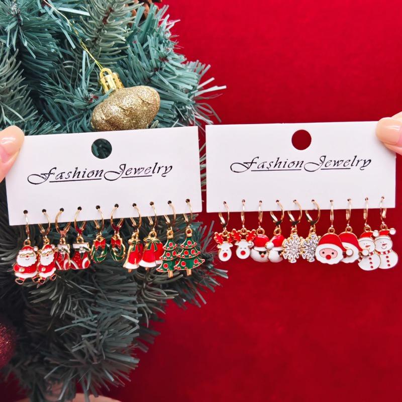Xiaomi 20PCS/10PCS Christmas Series Earring Set Cartoon Snowman Santa Claus Christmas Tree Earrings Women Christmas Jewelry Gifts