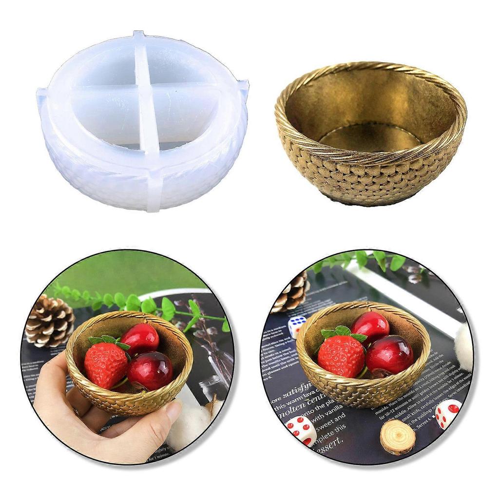 DIY Epoxy Pattern Bowl Mold Candle Cup Storage Box Molds Silicone Resin Basket Mold for DIY Craft Jewelry Storage