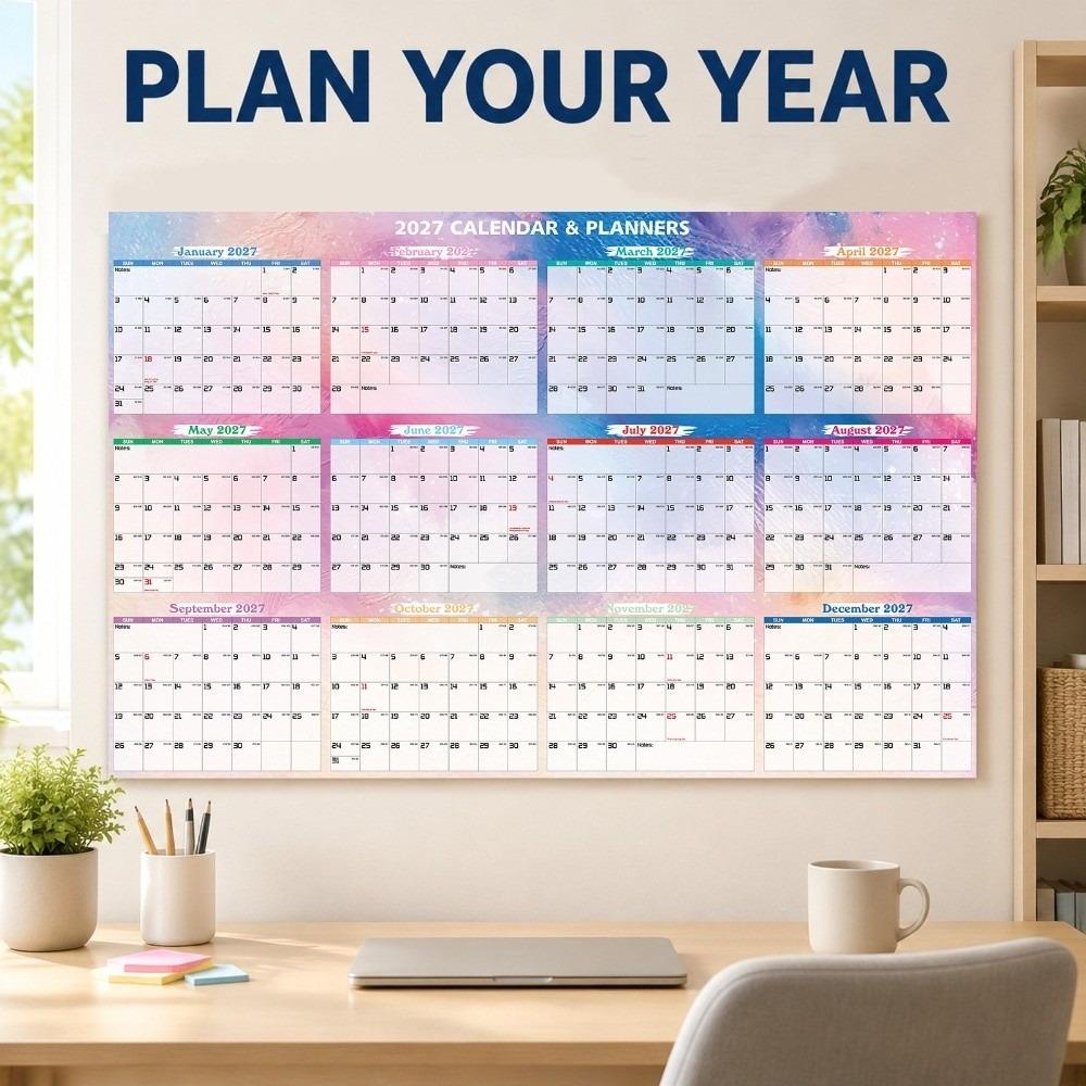 Erasable Surface Yearly Wall Planner Foldable Calendar Planner Sheet Family Planning