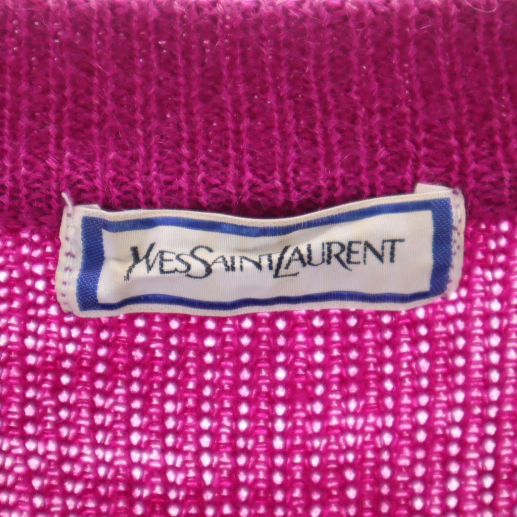 YVES SAINT LAURENT 90s Old Long sleeve knit cardigan M Purple Women Used