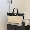 Simple and Versatile Commuter Shoulder Women's Bag New Large-capacity Canvas Bag Portable Contrasting Messenger Bag