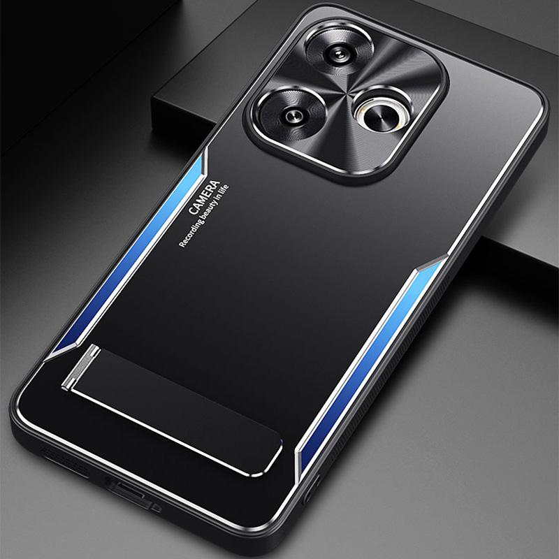 For Xiaomi Redmi Turbo 3 5G/Poco F6 5G Cover Aluminum Alloy+TPU Phone Case with Kickstand