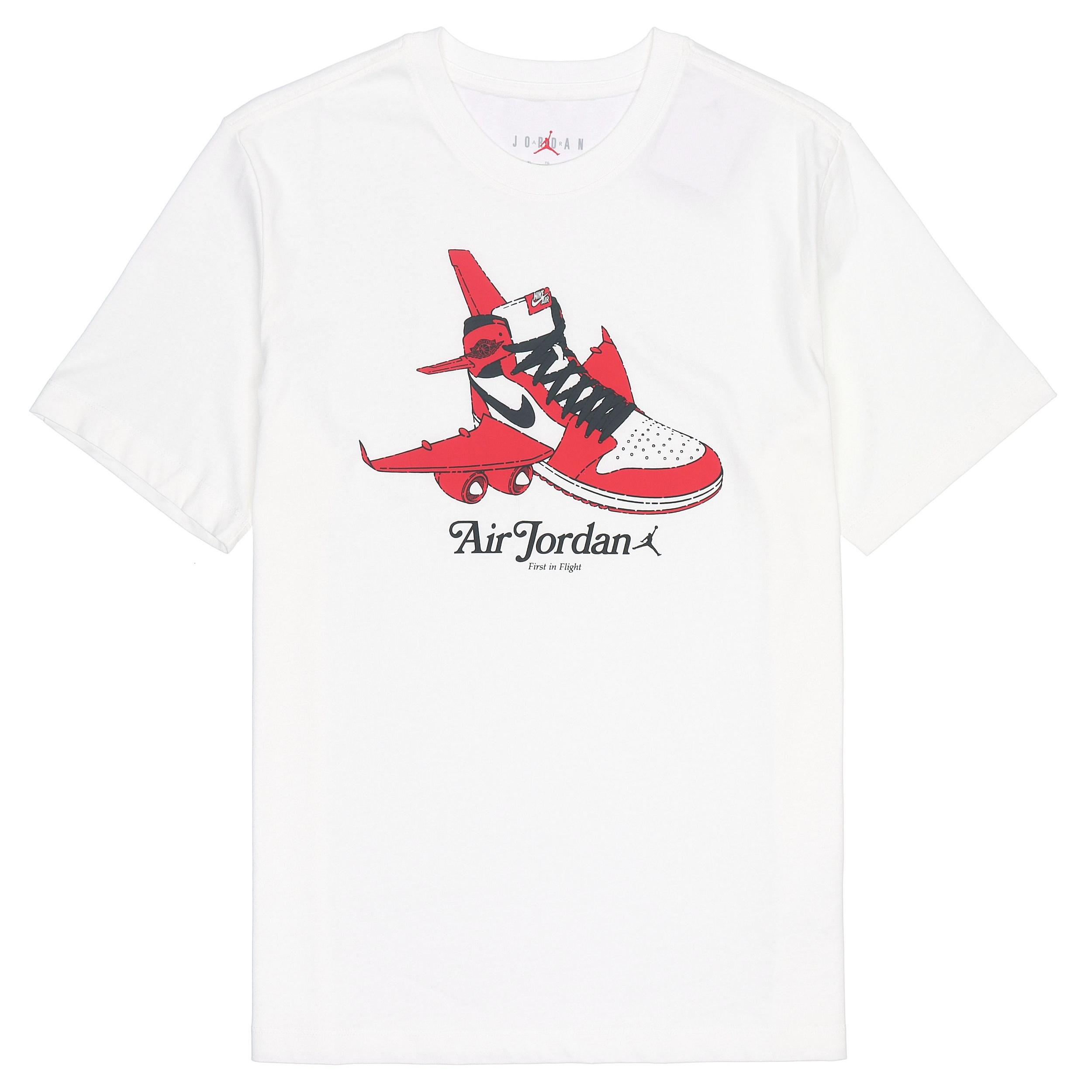 Air Jordan Shoe Alphabet Printing Round Neck Short Sleeve Unisex White Men s DN1443-100 XXL