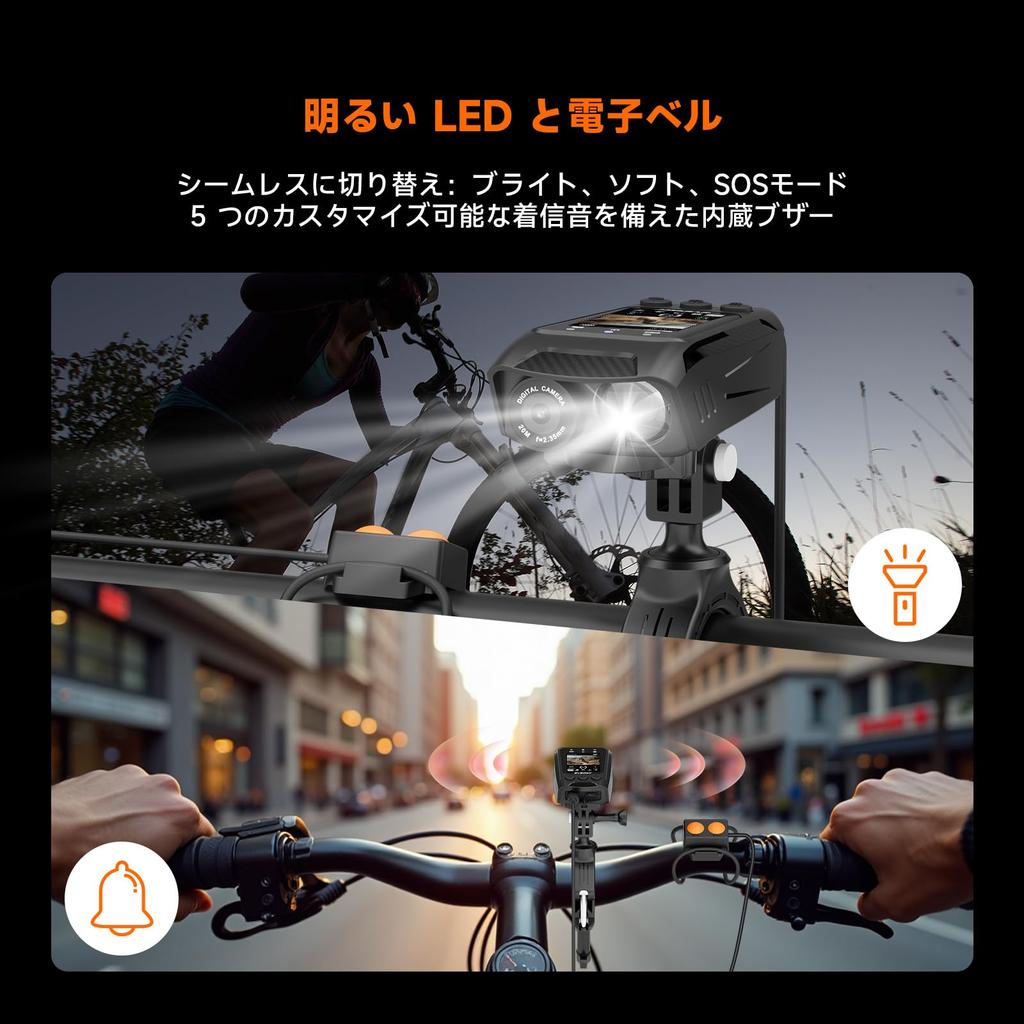 SVBONY Bicycle Dash Cycle and Electronic Color 4K GPS Video IMX386 Smartphone ACT30 Action Camera 4-in-1 Cam, Computer, Light, Horn, 2-inch Screen,