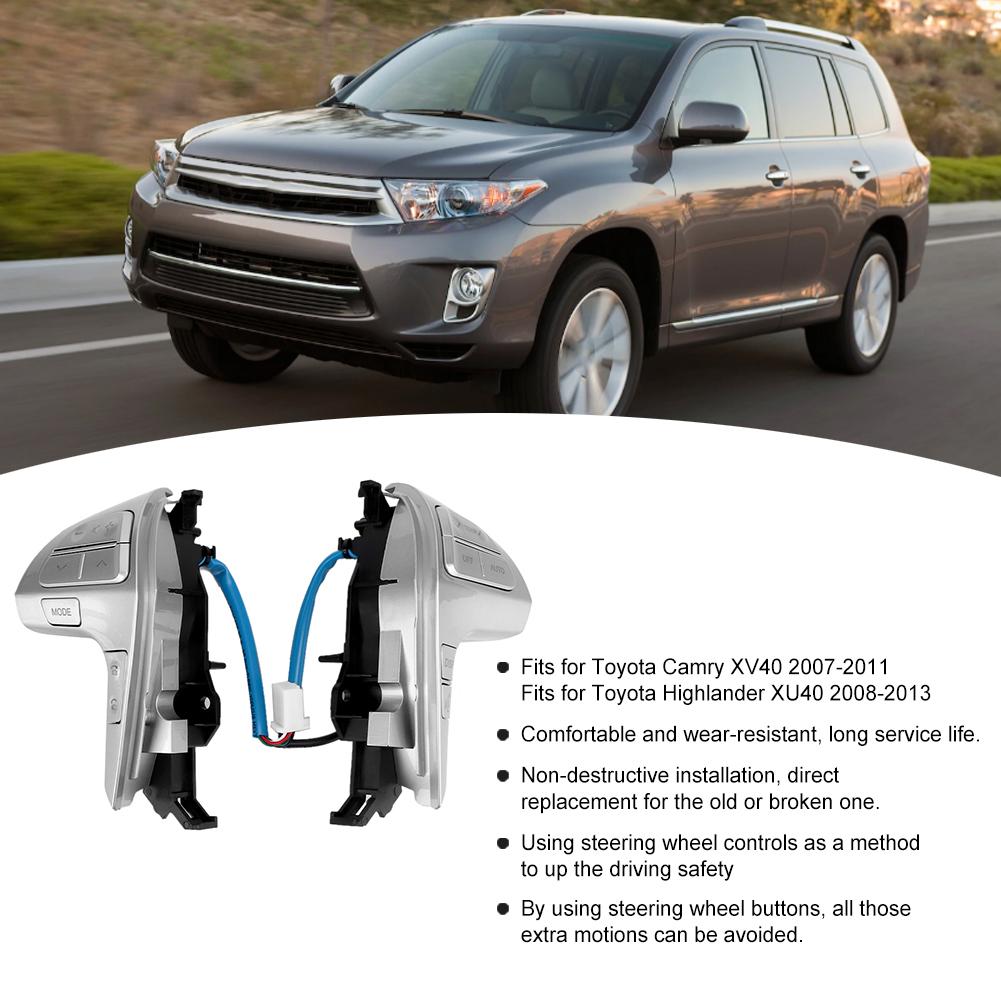 Multifunction Steering Wheel Buttons Switch Fits for Toyota Camry HighlanderSilver