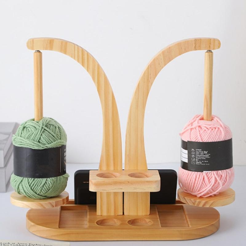Multifunctionele Roterende Garenspoel Organizer Stand Magnetische Houten Garenhouder voor Naaien Haak Breien Project