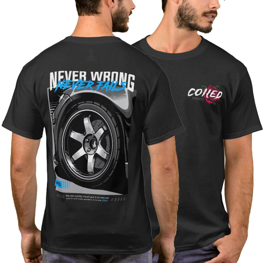 TE37 Never Wrong Never Fails Automotive Rim Illustration TShirt 100 Cotton ONeck Short Sleeve Summer Casual Mens Tshirt S