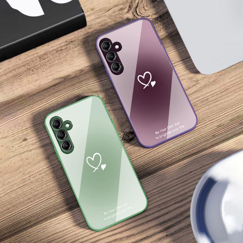 Gradient Heart Shape For Samsung A73 72 71 A70 56 55 54 A53 52 51 A50 42 A35 A34 33 32 31 26 25 24 23 22 30 Glass Phone Case