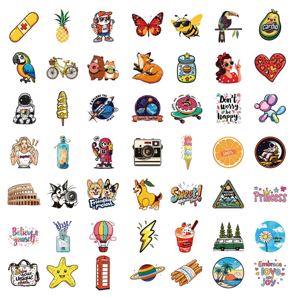 200 Hand-Painted Illustration Stickers European And American Style Series Graffiti Stickers Children'S Stickers