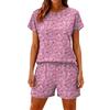 Women's Casual And Comfortable Floral-Print Short-Sleeve Set With Pockets