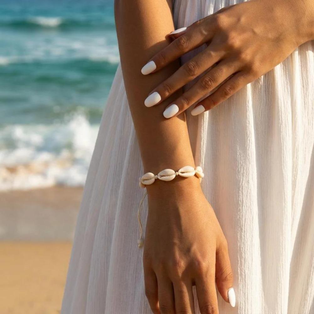 Handgefertigte verstellbare Muschelarmbänder für Damen, Vintage gewebter Sommer-Strandschmuck, Mode lässiges böhmisches Armband Geschenke