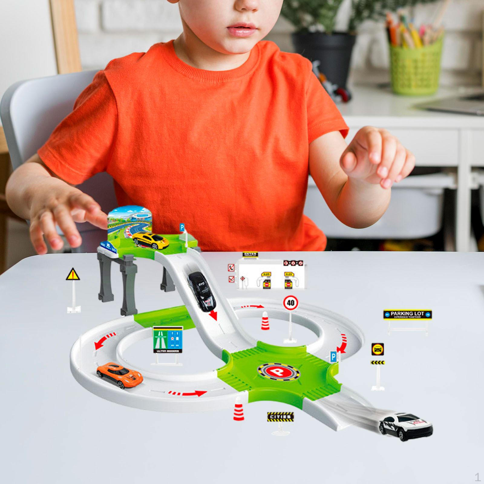 

Собранный игрушечный гаражный парковочный приключенческий игровой набор с мультяшными машинками для детей 4-6 лет, многофункциональный Racings Car