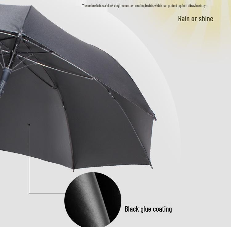 Extra Large Black Retro Men's Umbrella with Long Straight Hook Handle and Blank Logo