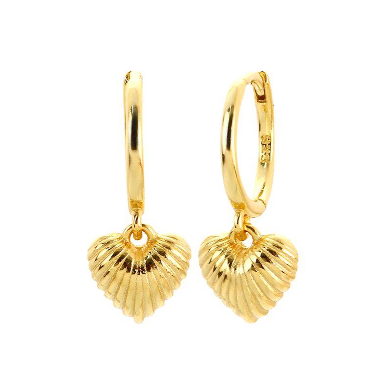 925 Silver Ear Needle Exquisite Heart Pendant Hoop Earrings Fashion Geometric Zircon Stud Earrings Women's Fine Jewelry