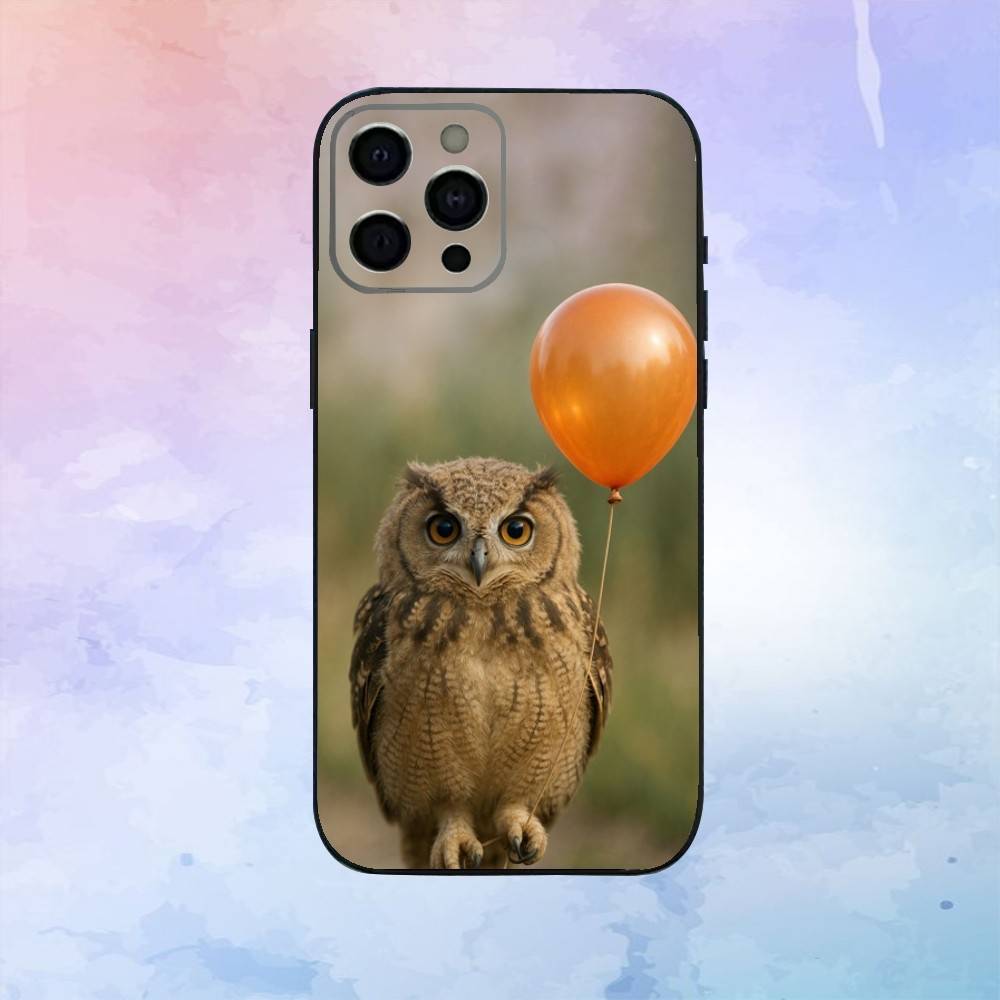 Cute Owl Phone Case  For iPhone17,16,15,14,13,12,11 Plus,Pro Max Soft Black Cover