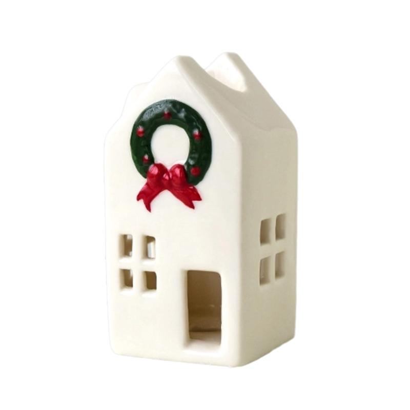 Festival Keramik Hus Ljusstakar Batteridrivna Juldekoration Vinterdisplay Gåva Julstugor Hus