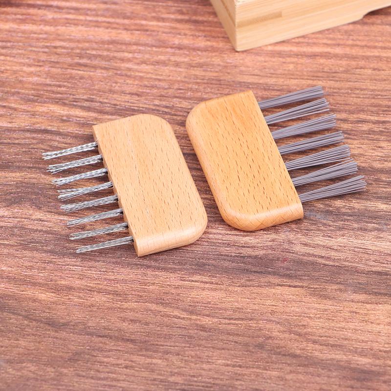 1Pc Wooden Handle Comb Cleaner Delicate Cleaning Removable Hair Brush Comb Cleaner Tool Handle Embeded Tool