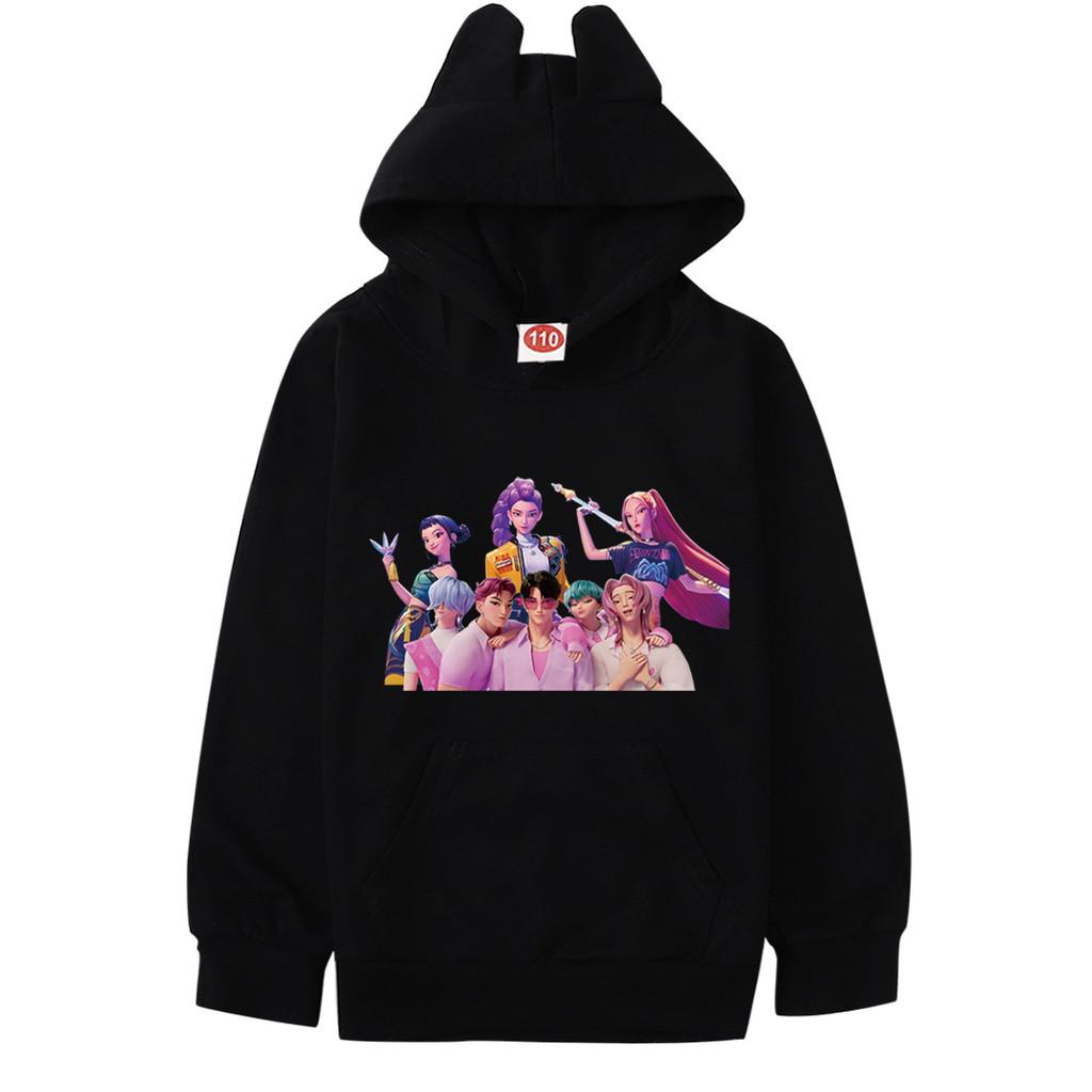 Kinder Mädchen Anime Cartoon K-Pop Rumi Zoey Mira Bedruckte Katzenohr Lässige Langarm Kapuzenpullover