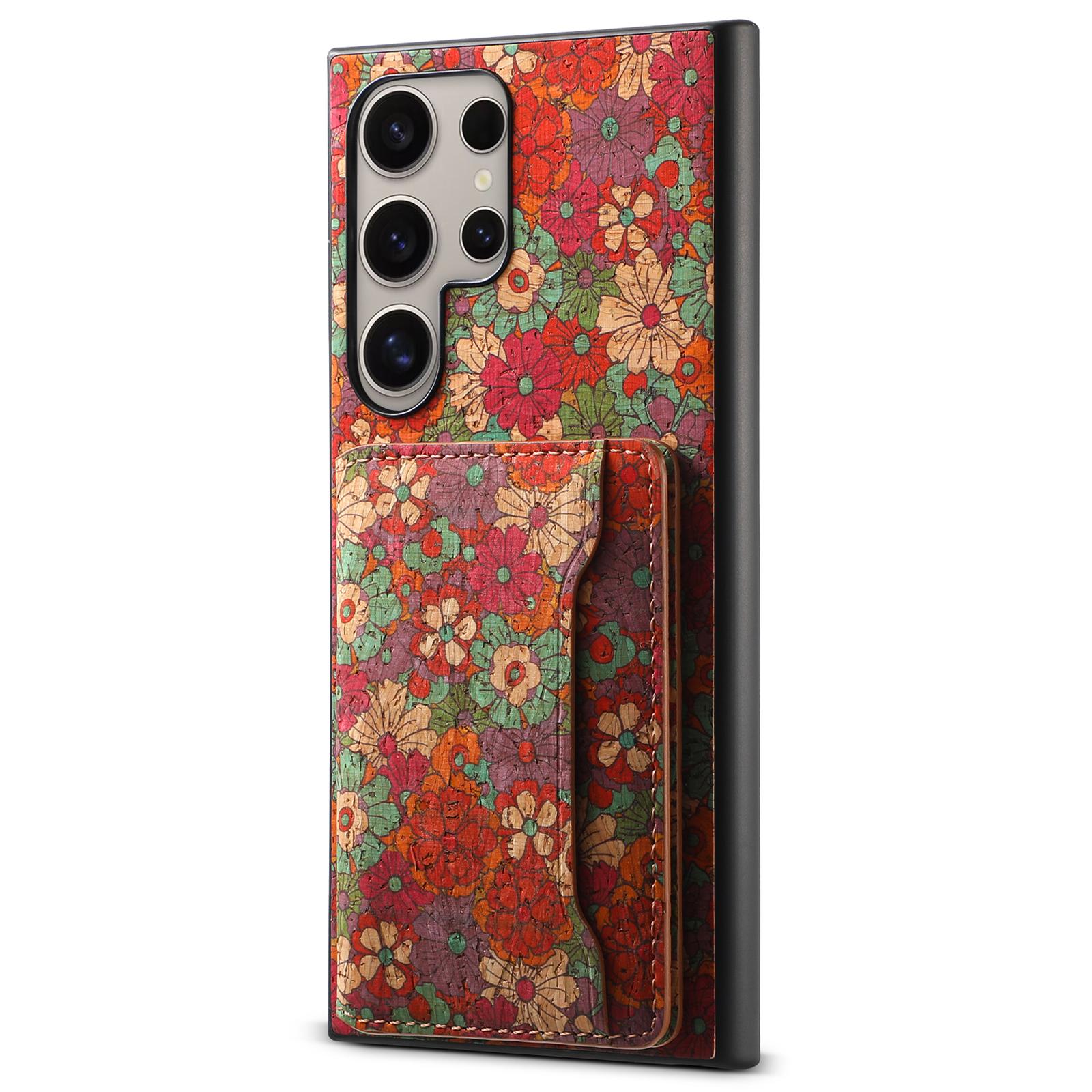 

For Samsung Galaxy S23 Ultra Case Anti-Scratch Card Slot Kickstand Hybrid Phone Case Summer/Red