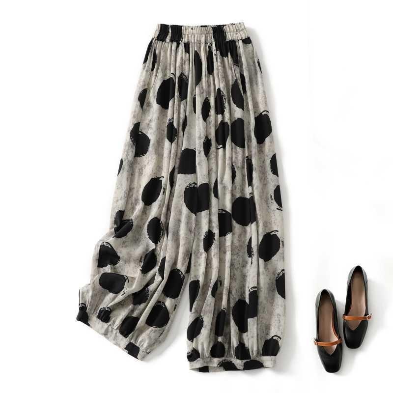 Spring and Summer Silk Cropped Pants for Women