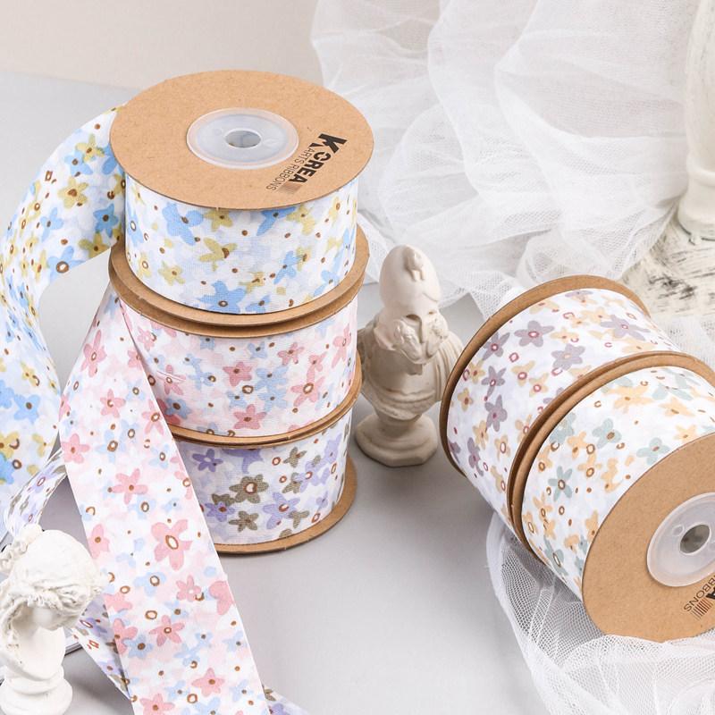 Small Flower Wavy Edge Ribbon Printed Butterfly Clip Hairpin Diy Gift Wrap Ribbon Raw Material Ribbon