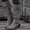 Large Size Cat and Fashion Boots Autumn and Winter New High Tube But Knee Round Head Buckle High Heel Women's Boots