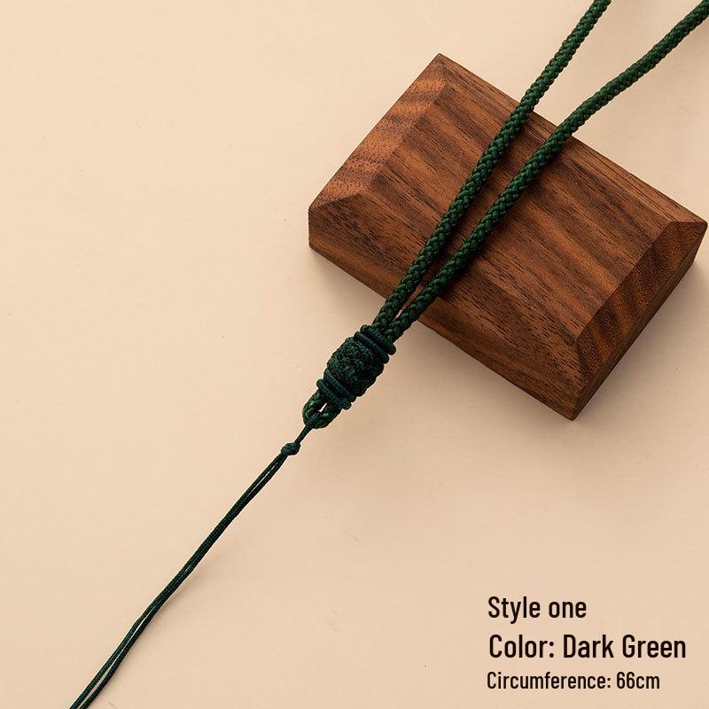 Hand-Woven Double-Loop Jade Pendant Necklace with Safety Buckle
