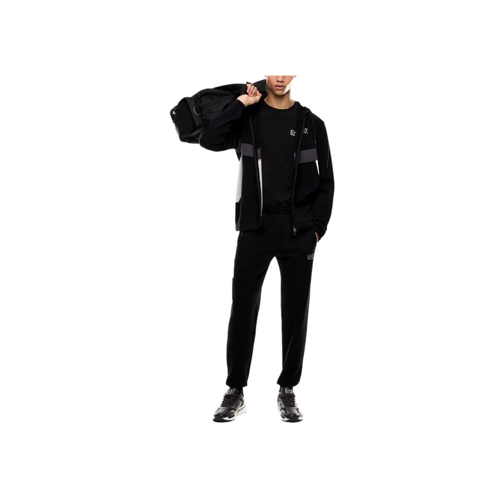 Emporio Armani EA7 Elastic Waist Letter Print Cotton Long Jogging Pants Men bottoms Black 7M000281-AF12660-UC001
