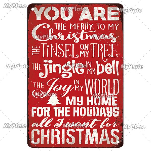 [MyPlate] 2023 Merry Christmas Metal Sign Gift Vintage Plaque Tin Sign Cafe Decor  Home Bar Sign Wall Sticker JOY Poster Gift