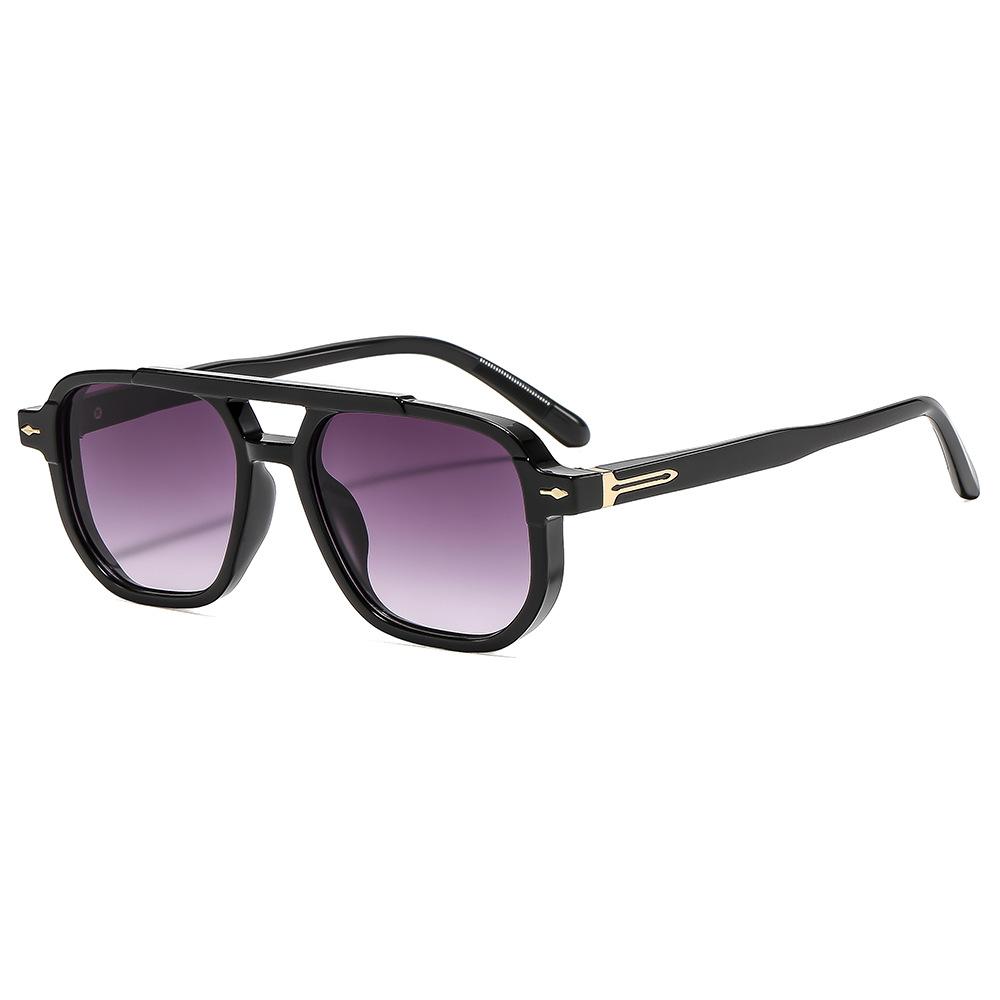 JYL Double Bridge Square Sunglasses UV400 Gradient Unisex Punk Rivets / 6090