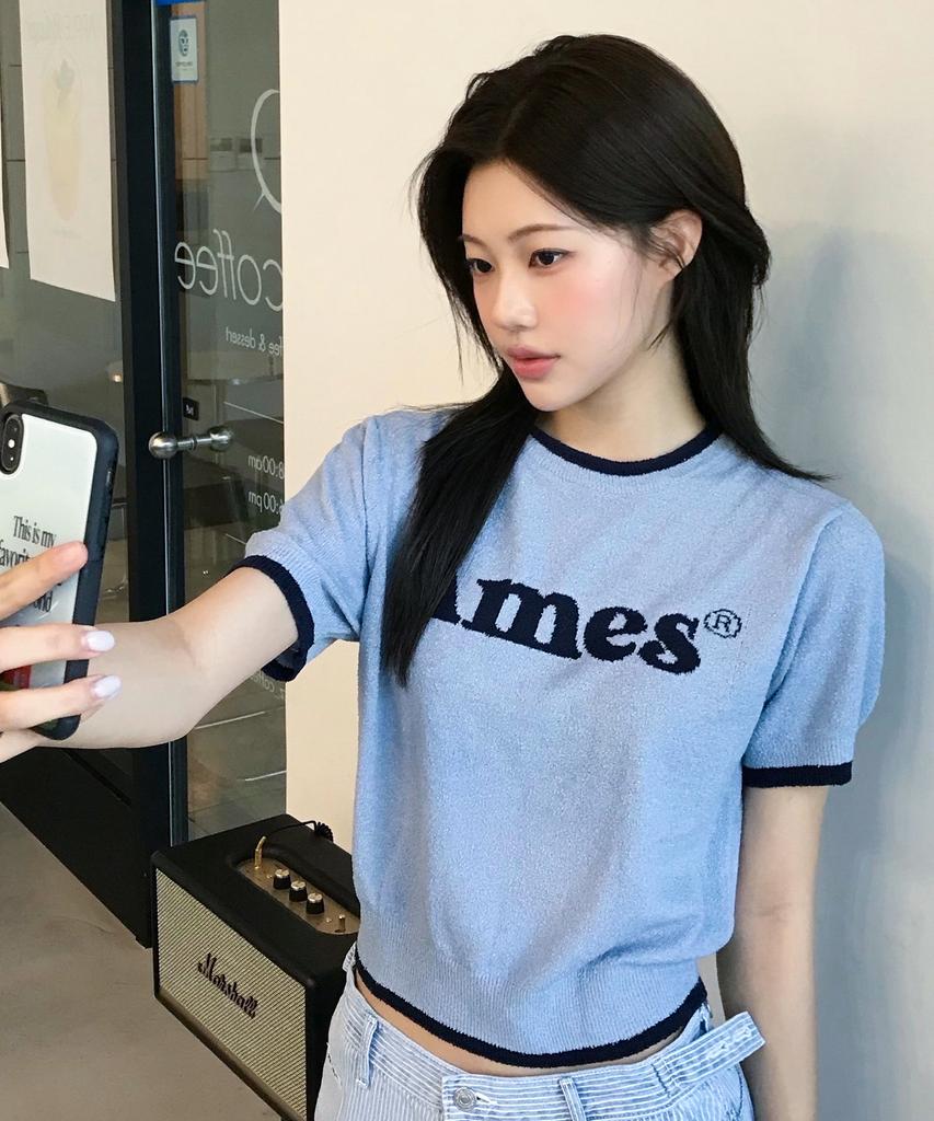AMES-WORLDWIDE Basic Logo Knit Blue