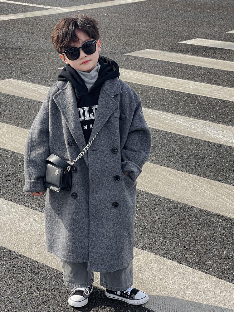 Children's Double-Sided Cashmere Wool Coat for Boys and Girls - New 2025 Winter Jacket for Spring, Autumn, and Winter.