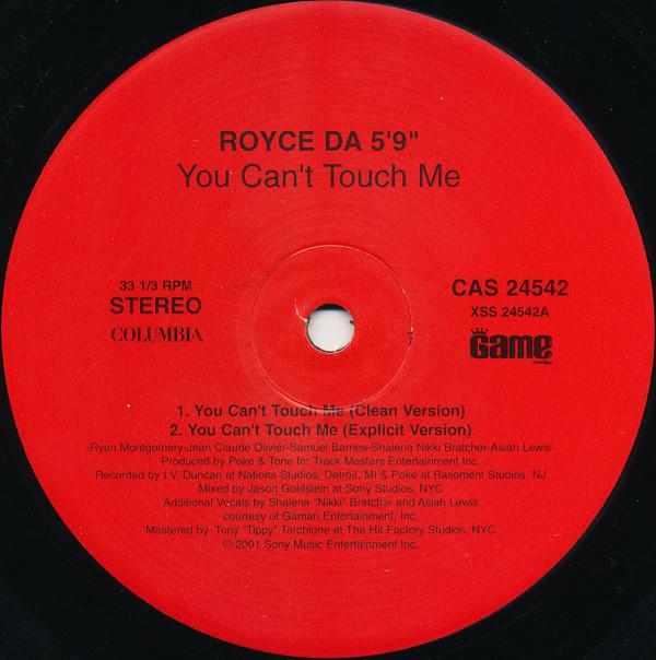 

12inch Record ROYCE DA 5 9 - You Can t Touch Me CAS24542 Columbia, Game 2001 US Rap & Hip-Hop/R&B Used