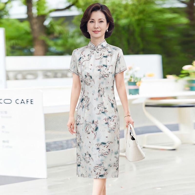 Haoyi Women's Elegant Printed New Chinese Style Qipao Dress