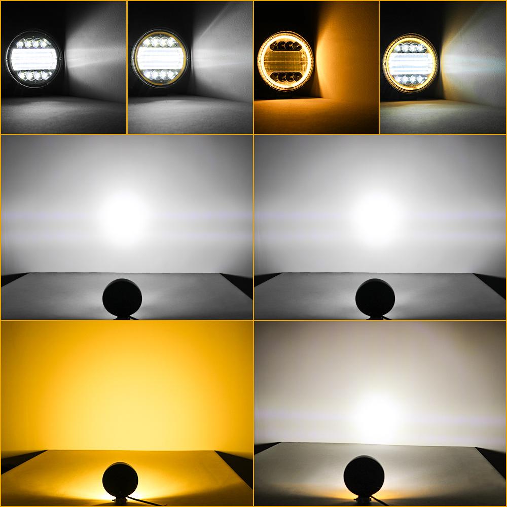 4x4 Led Work Light 72W 24LED Tractor Fog Light High Power Bar Round Spot offroad ATV Jeep For Truck SUV 4WD White 6000K 12V 24V