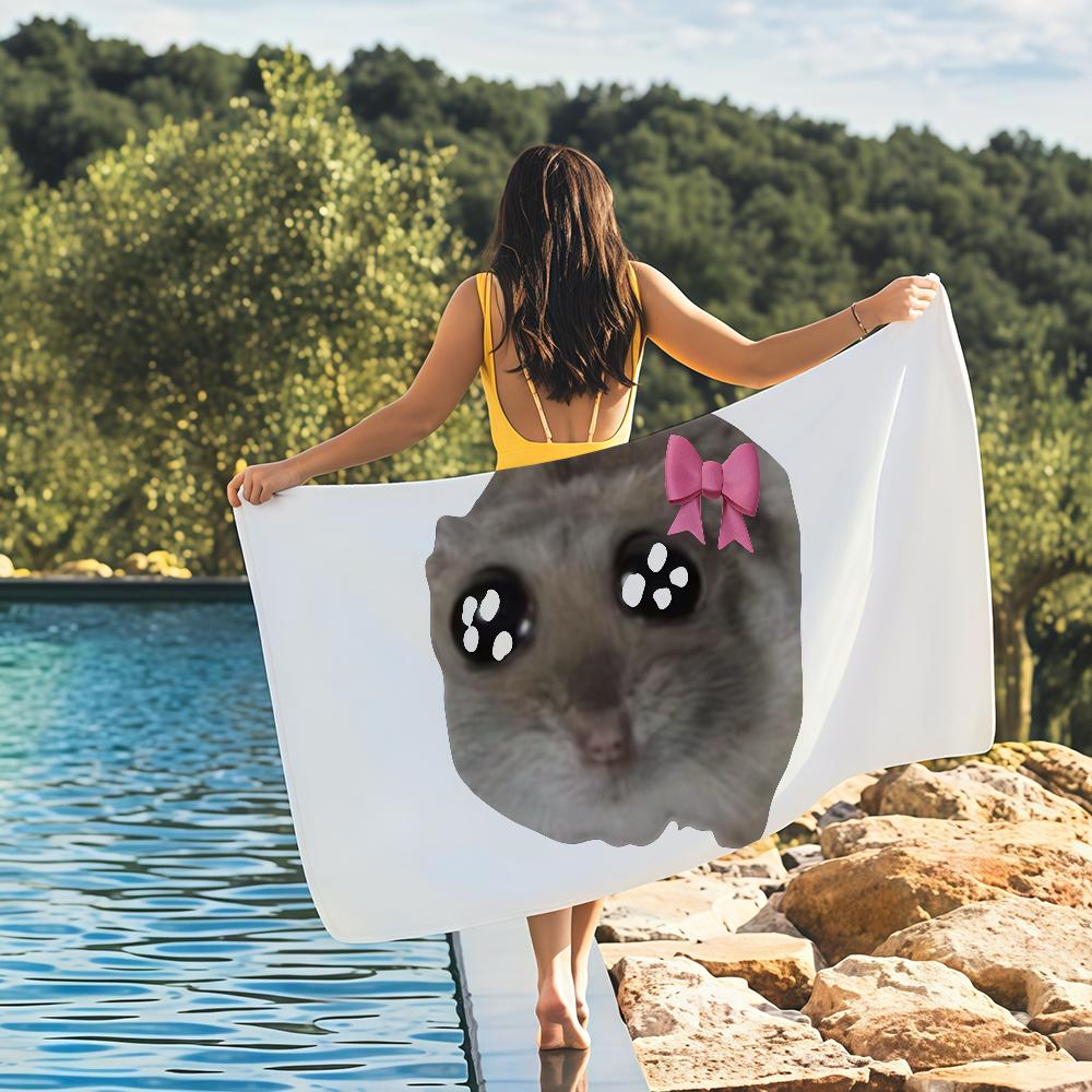 Sad Hamster Meme Cute Towel Quick Drying Beach Towels Are Suitable For Swimming Pools Camping Yoga And The Gym
