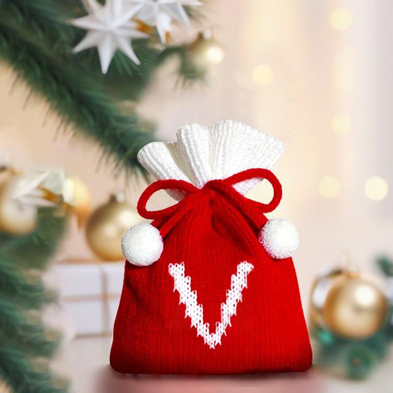 

1 шт. Рождественский вышитый мешочек для конфет, праздничная вышивка с буквой, 12,5x16 см