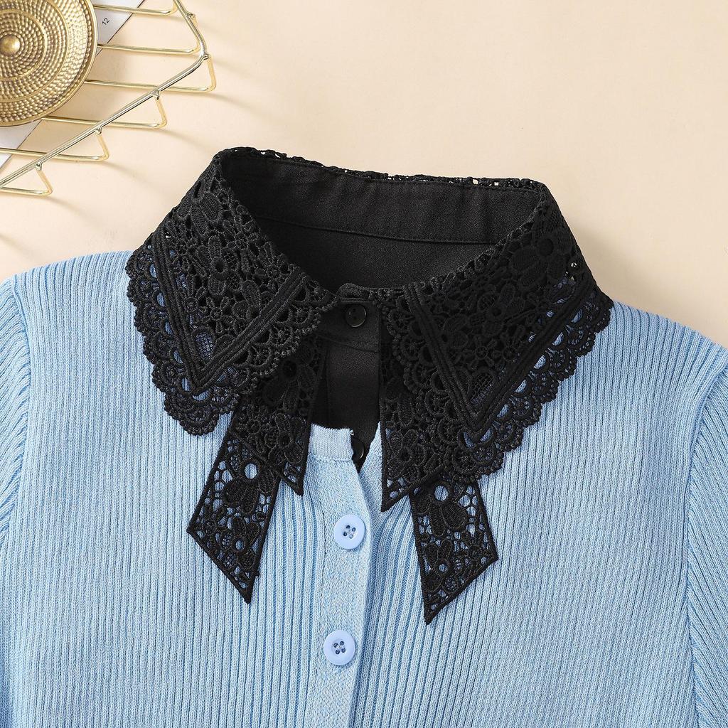 Water-Soluble Lace Embroidery Bow Tie Collar for Women