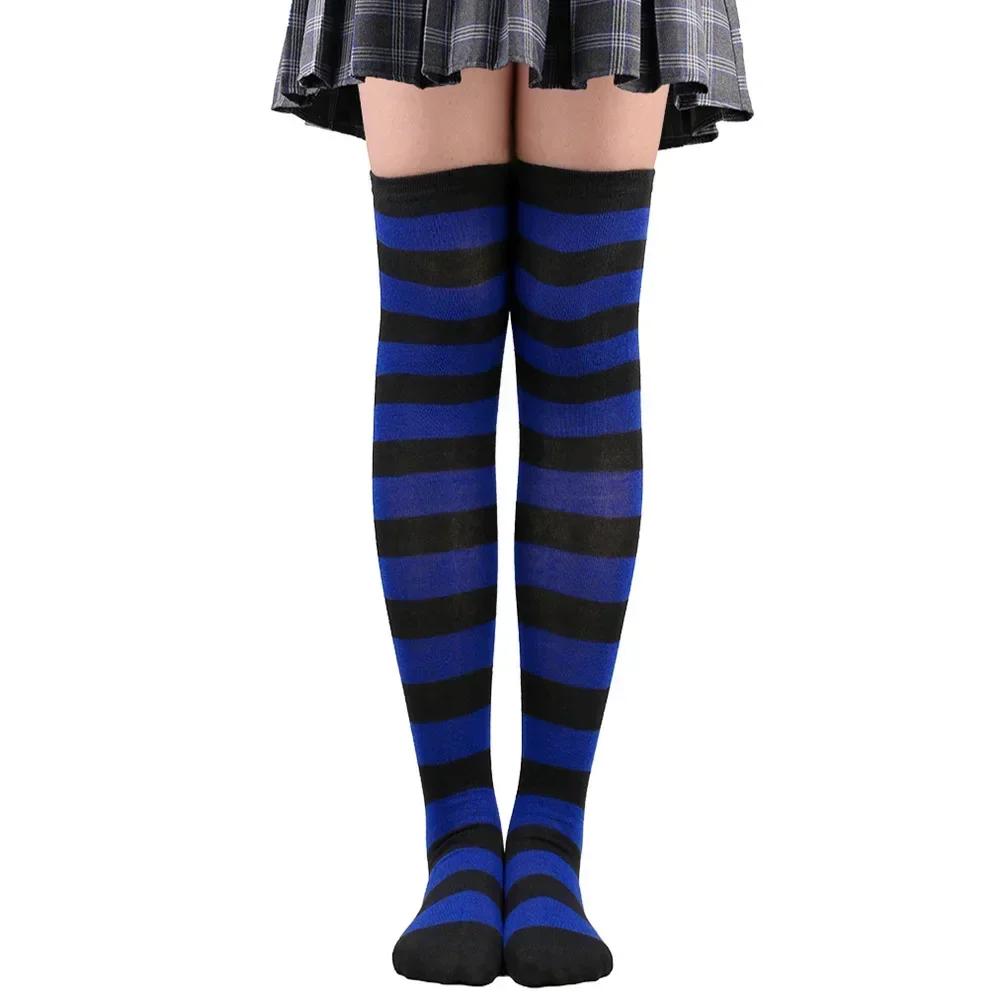 Long Socks Womens Over Above Knee Striped Thigh High Stockings Polka Dot Ladies Black White Pink Cosplay Lolita Harajuku Y2k