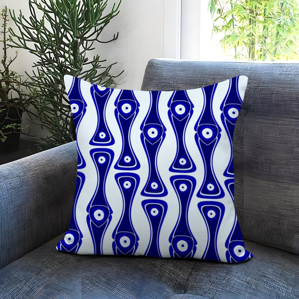 Art Evil Eye Symbol Cushion Cover Comfortable Reversible Pillow Cover Ideal for Car Sofa Bedroom & Beyond