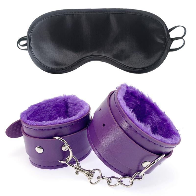 2pcs PU Leather Sex Handcuffs with Eye Mask Sex Toys for Couples Adult Games Bondage Restraints Erotic Accessories