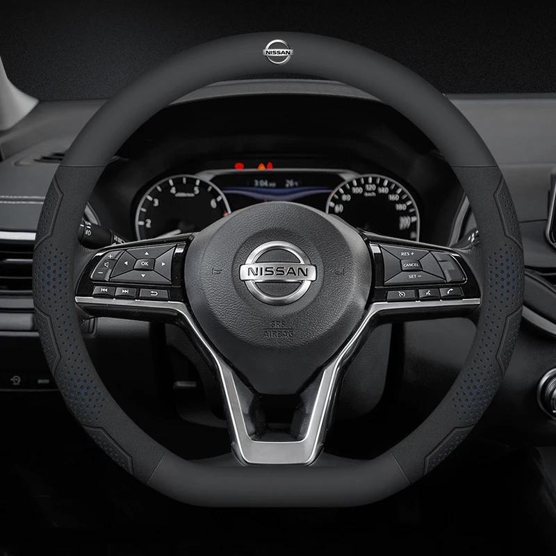 lfcsw2 Car Steering Wheel Cover Nissan Qashqai Juke X-Trail Patrol Note Leaf Altima Maxima Micra Murano Rogue Pulsar Sentra Teana Tiida