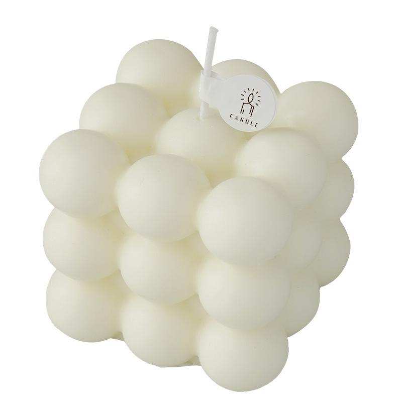 White Geometric Rubik's Cube Scented Candle: Creative Home Aroma Gift & Handmade Ornament