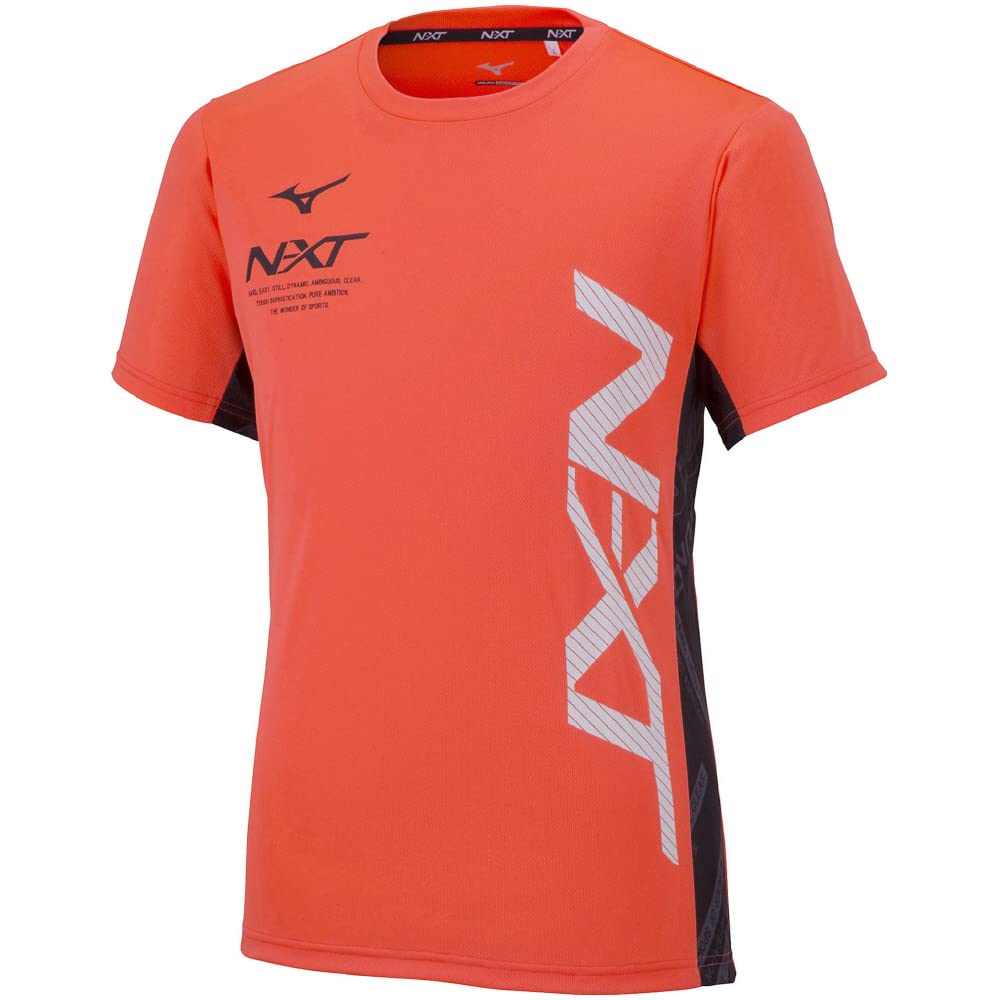 Mizuno Training Short Sleeve Slim Neon 32JA2210 N-XT Wear, T-Shirt, Fit, Men's Flame, XL,