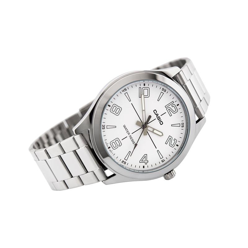 Casio 30 meters waterproof quartz movement stainless steel strap Japanese and Korean watch 5244.98.7mm men's watch silver dial MTP-VX01D-7B