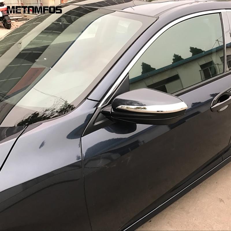 For Honda Civic Sedan 2016 2017 2018   Chrome Rearview Side Mirror Strip Molding Trim Exterior Accessories Car Styling